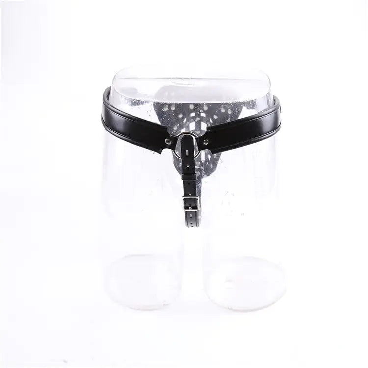 Leather Men's Chastity Belt with Cock Cage.